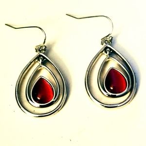 Vintage French Gold Tone Earrings W/Rose Center